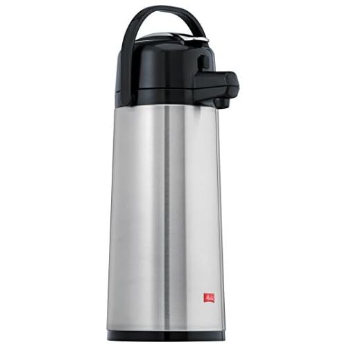  Melitta Professional Melitta Pump-Isolierkanne, 2,2 l, ca. 18 Tassen, Edelstahlkolben, Edelstahl, Silber/Schwarz