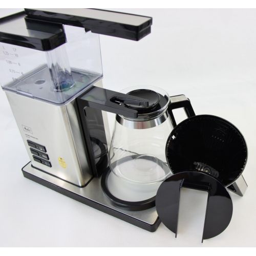  Melitta AromaSignature DeLuxe 100702, Filterkaffeemaschine mit Glaskanne, Heissbrueh-Verfahren, Schwarz/Edelstahl
