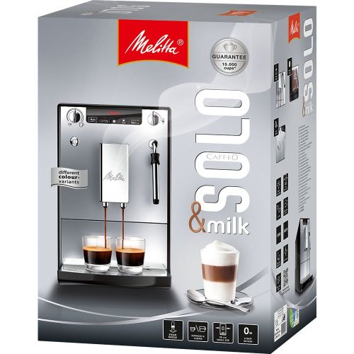  Melitta Caffeo Solo E950-222 Schlanker Kaffeevollautomat mit Vorbruehfunktion | 15 Bar | LED-Display | hoehenverstellbarer Kaffeeauslauf | Herausnehmbare Bruehgruppe | Pure Black