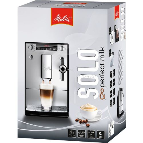  Melitta Caffeo Solo E950-222 Schlanker Kaffeevollautomat mit Vorbruehfunktion | 15 Bar | LED-Display | hoehenverstellbarer Kaffeeauslauf | Herausnehmbare Bruehgruppe | Pure Black