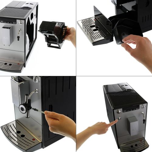  Melitta Caffeo Solo E950-222 Schlanker Kaffeevollautomat mit Vorbruehfunktion | 15 Bar | LED-Display | hoehenverstellbarer Kaffeeauslauf | Herausnehmbare Bruehgruppe | Pure Black