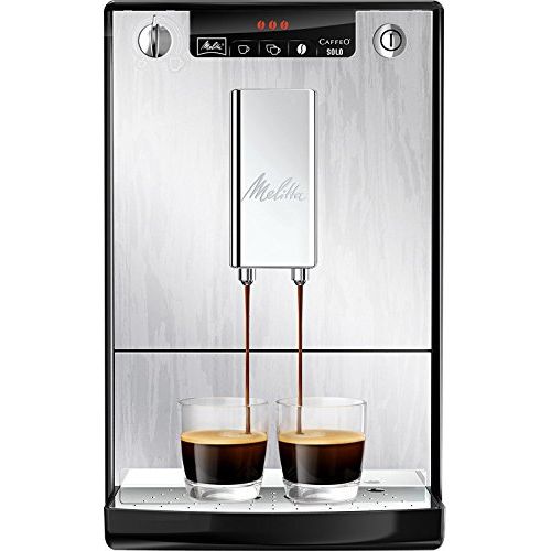  Melitta Caffeo Solo E950-111 Schlanker Kaffeevollautomat mit Vorbruehfunktion | 15 Bar | LED-Display | hoehenverstellbarer Kaffeeauslauf | Herausnehmbare Bruehgruppe | Organic Silver