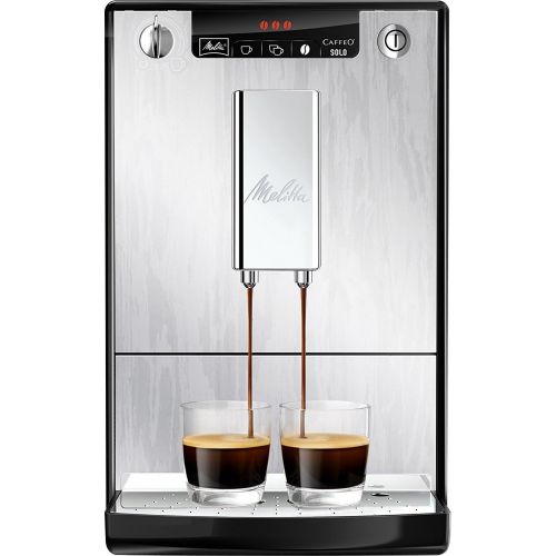  Melitta Caffeo Solo E950-111 Schlanker Kaffeevollautomat mit Vorbruehfunktion | 15 Bar | LED-Display | hoehenverstellbarer Kaffeeauslauf | Herausnehmbare Bruehgruppe | Organic Silver