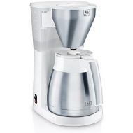 Melitta Easy Top Therm 1010-10, Filterkaffeemaschine mit Thermkanne, Kompaktes Design, Weiss/Edelstahl