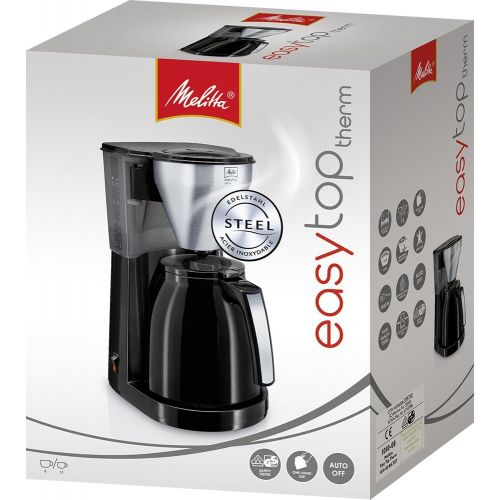  Melitta Easy Top Therm 1010-10, Filterkaffeemaschine mit Thermkanne, Kompaktes Design, Weiss/Edelstahl