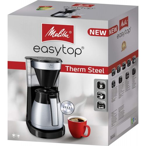  Melitta 1023-10 EasyTop Therm Steel II Filterkaffeemaschine 1050, Edelstahl, Kunststoff schwarz