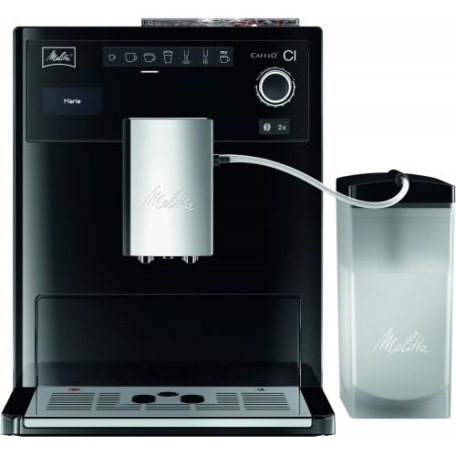  Melitta Caffeo CI E970-103, Kaffeevollautomat mit Milchbehalter, Zweikammern-Bohnenbehalter, One Touch Funktion, Schwarz