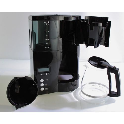  Melitta Optima Timer 100801 bk, Filterkaffeemaschine mit Glaskanne und Timer-Funktion, Abnehmbarer Wassertank, Schwarz & Filtertueten Naturbraun 102 / 80