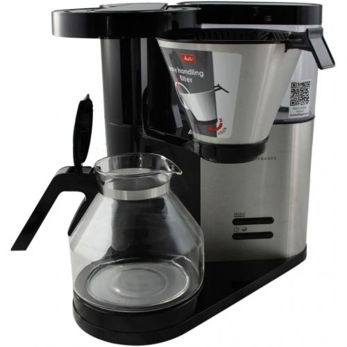  Melitta Filterkaffeemaschine, Aromaschalter, Inkl. Glaskanne, Aroma Elegance, Schwarz/Edelstahl, 1012-01