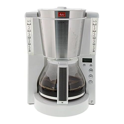  Melitta Look Timer 1011-08, Filterkaffeemaschine mit Glaskanne und Timer-Funktion, AromaSelector, Schwarz