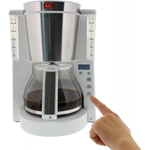  Melitta Look Timer 1011-08, Filterkaffeemaschine mit Glaskanne und Timer-Funktion, AromaSelector, Schwarz