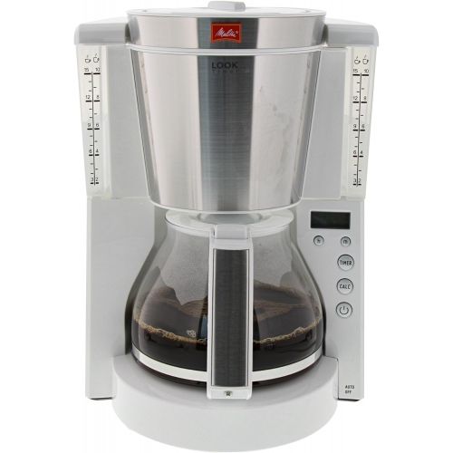  Melitta Look Timer 1011-08, Filterkaffeemaschine mit Glaskanne und Timer-Funktion, AromaSelector, Schwarz