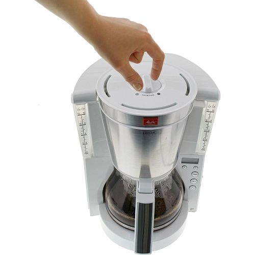  Melitta Look Timer 1011-08, Filterkaffeemaschine mit Glaskanne und Timer-Funktion, AromaSelector, Schwarz