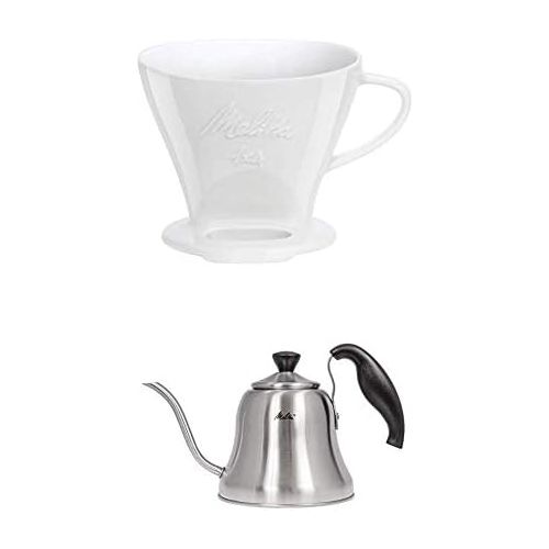 Melitta 219025 Filter Porzellan Kaffeefilter + Handbrueh-Wasserkessel mit Schwanenhalsausguss
