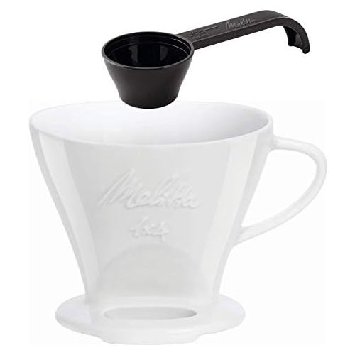  Melitta 219025 Filter Porzellan Kaffeefilter Groesse 1x4 Weiss & Kaffeedosierloeffel mit Mengenmarkierungen, Fuer 8, 10 oder 12 g, Kunststoff, Schwarz, 217618