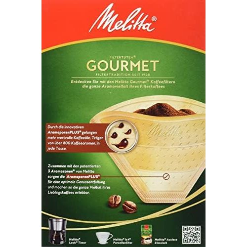  Melitta Gourmet Filtertueten, AromaporenPlus, Naturbraun, 4er Pack (4 x 80 Stueck)