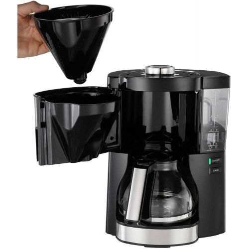  Melitta Look V Perfection 1025-06 Filterkaffeemaschine mit Glaskanne, abnehmbaren Wassertank und Entkalkungsprogramm (schwarz), Kunststoff, 1.25 liters