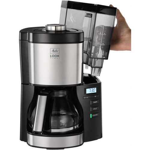  Melitta Look V Timer 1025-08 Filterkaffeemaschine mit Timerfunktion, abnehmbaren Wassertank und Entkalkungsprogramm (schwarz), Kunststoff, 1.25 liters