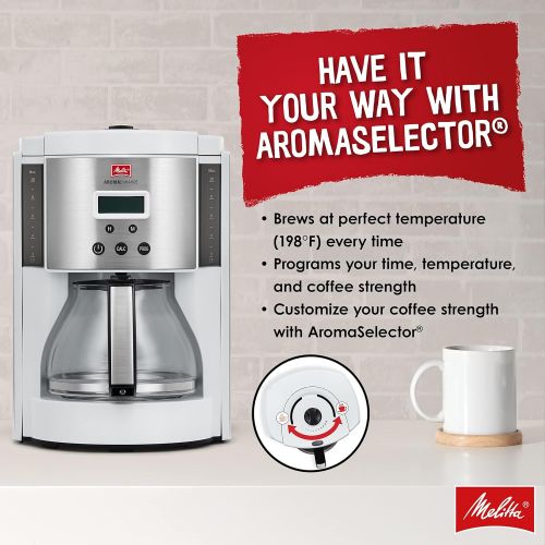  Melitta Aroma Enhance Drip Coffee Maker with Glass Carafe Capacity: 10 cups Includes 5 Melitta Coffee Filters # 4 White