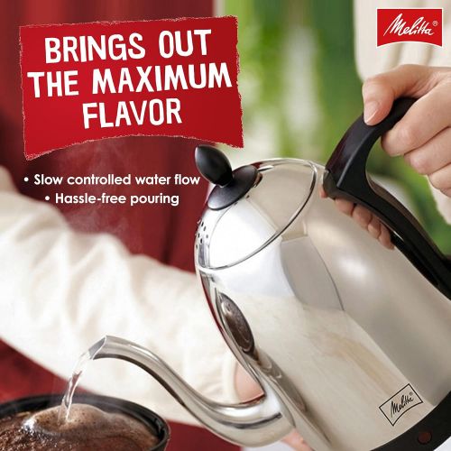  Melitta Precision Pour Over Electric Kettle Gooseneck Pour Over Coffee Kettle Tea Kettle Stainless Steel Kettle 40 oz (1.2 L)