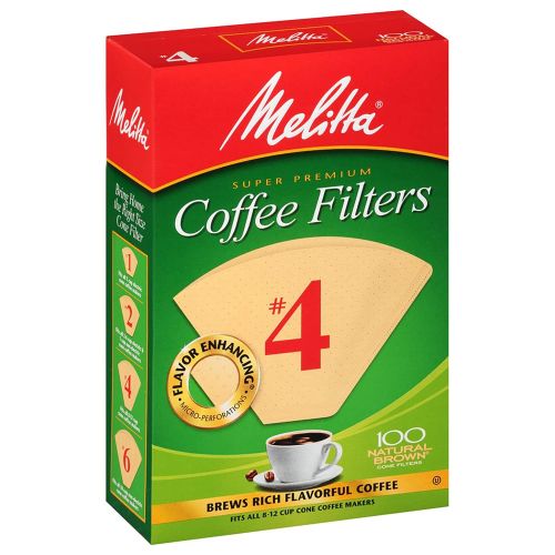  Melitta #4 Cone Coffee Filters, Natural Brown, 100 Count (Pack of 6, 600 Total Filters)