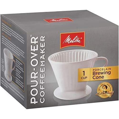  Melitta #2 Porcelain Single-Cup Pour Over Coffee Brewer, White: Coffee Substitutes: Kitchen & Dining