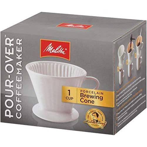  Melitta #2 Porcelain Single-Cup Pour Over Coffee Brewer, White: Coffee Substitutes: Kitchen & Dining