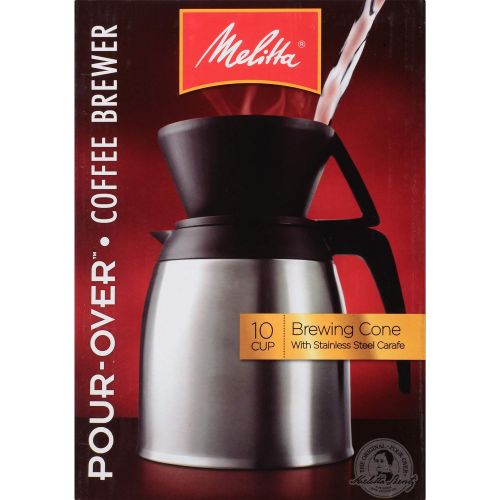  Melitta Coffee Maker, 10 Cup Pour- Over Brewer with Stainless Thermal Carafe, Steel Carafe - Package Might Vary (60 OZ)