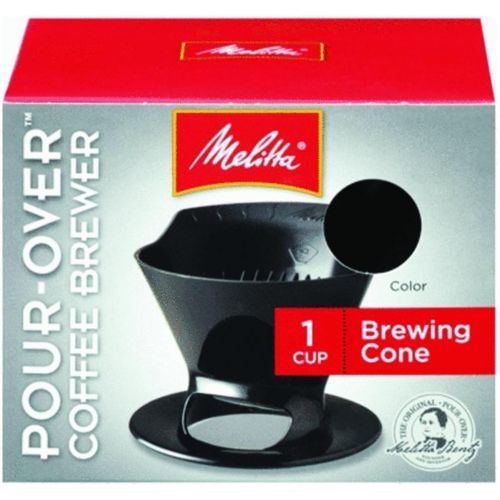 [아마존베스트]Melitta Pour Over Coffee Cone Brewer & #2 Filter Natural Brown Combo Set, Black