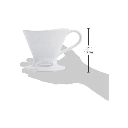  [아마존베스트]Melitta 1 Cup Porcelain Pour-Over Cone Coffeemaker, Glossy White