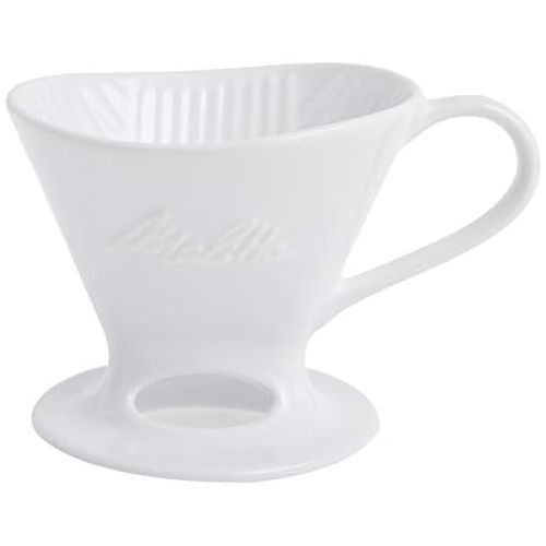  [아마존베스트]Melitta 1 Cup Porcelain Pour-Over Cone Coffeemaker, Glossy White