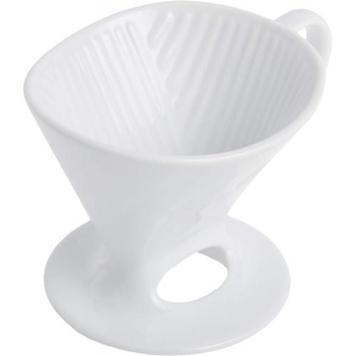  [아마존베스트]Melitta 1 Cup Porcelain Pour-Over Cone Coffeemaker, Glossy White