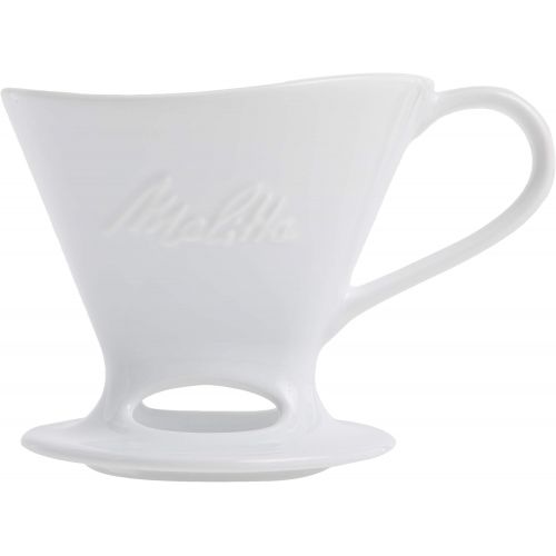  [아마존베스트]Melitta 1 Cup Porcelain Pour-Over Cone Coffeemaker, Glossy White