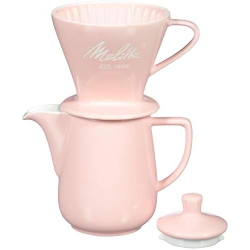  [아마존베스트]Melitta Porcelain Pour-Over Carafe Set with Cone Brewer and 20 Ounce Carafe, Pastel Blue