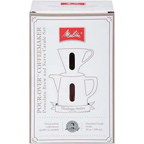  [아마존베스트]Melitta Porcelain Pour-Over Carafe Set with Cone Brewer and 20 Ounce Carafe, Pastel Blue