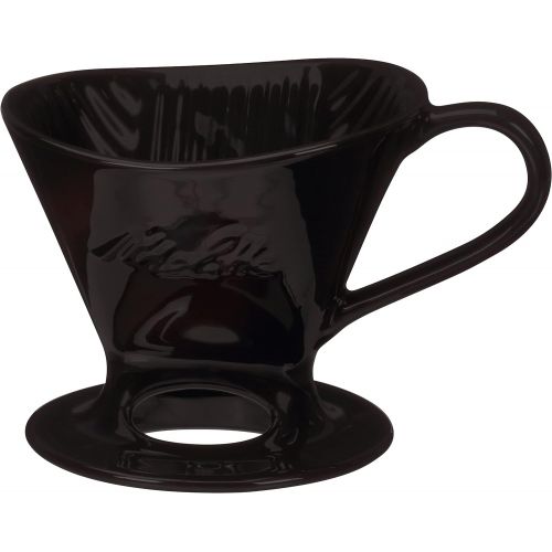  Melitta 1 Cup Porcelain Pour-Over Cone Coffeemaker, Glossy Black