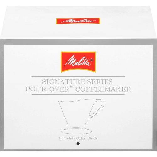  Melitta 1 Cup Porcelain Pour-Over Cone Coffeemaker, Glossy Black