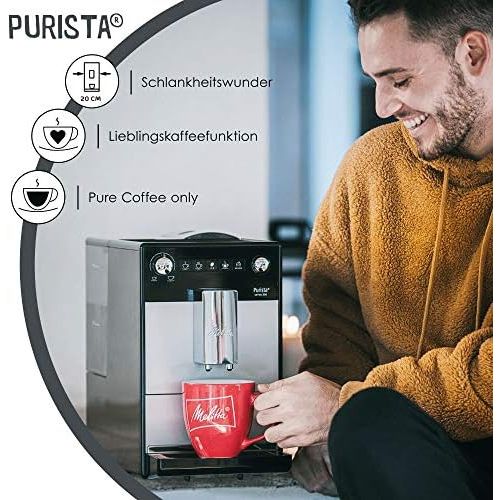  [아마존베스트]Melitta Purista F 230-102 Fully Automatic Coffee Machine with Whisper-Quiet Cone Grinder, Coffee machine, Black