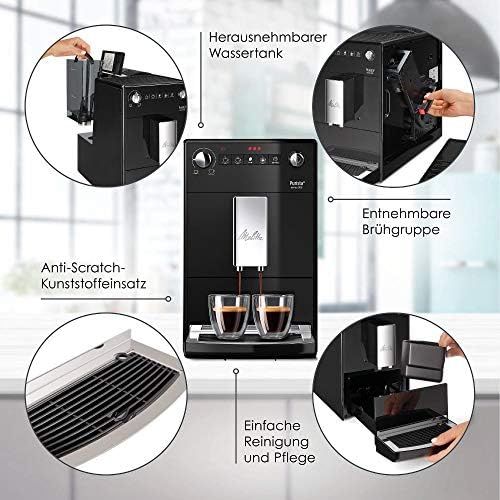  [아마존베스트]Melitta Purista F 230-102 Fully Automatic Coffee Machine with Whisper-Quiet Cone Grinder, Coffee machine, Black