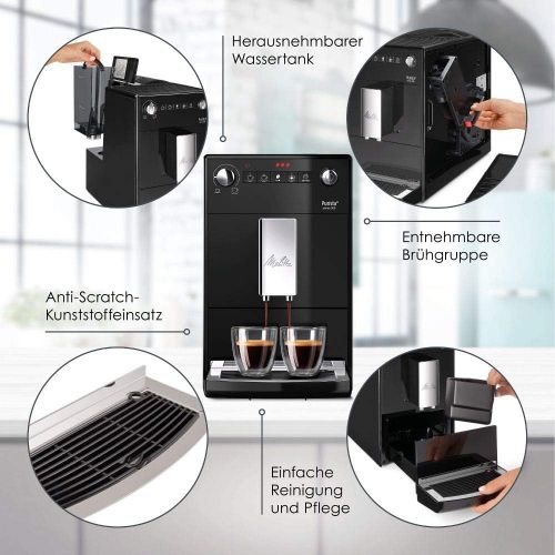  [아마존베스트]Melitta Purista F 230-102 Fully Automatic Coffee Machine with Whisper-Quiet Cone Grinder, Coffee machine, Black