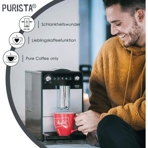  [아마존베스트]Melitta Purista F 230-102 Fully Automatic Coffee Machine with Whisper-Quiet Cone Grinder, Coffee machine, Black