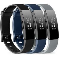 Meliya PACK 3 Silicone Bands for Fitbit Inspire HR & Fitbit Inspire 2 & Fitbit Inspire & Ace 2 Replacement Wristbands for Women Men Small Large (Large: for 7.1-9.1wrists, Black+Navy Blue+