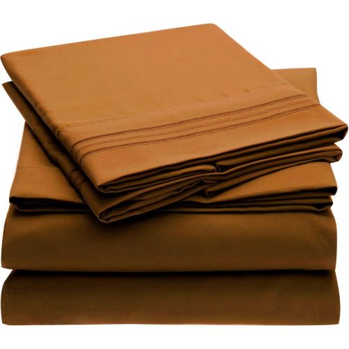  Mellanni Bed Sheet Set Brushed Microfiber 1800 Bedding - Wrinkle, Fade, Stain Resistant - Hypoallergenic - 4 Piece (Full, Mocha)