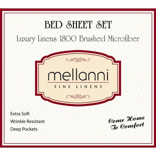  Mellanni Bed Sheet Set Brushed Microfiber 1800 Bedding - Wrinkle, Fade, Stain Resistant - 5 Piece (Split King, White)