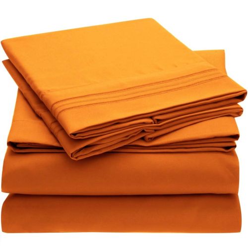  Mellanni Bed Sheet Set Brushed Microfiber 1800 Bedding - Wrinkle, Fade, Stain Resistant - Hypoallergenic - 3 Piece (Twin, Persimmon)