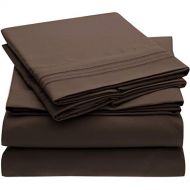 Mellanni Bed Sheet Set Brushed Microfiber 1800 Bedding - Wrinkle, Fade, Stain Resistant - 5 Piece (Split King, Brown)