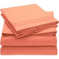 Mellanni Bed Sheet Set Brushed Microfiber 1800 Bedding - Wrinkle, Fade, Stain Resistant - Hypoallergenic - 4 Piece (Queen, Coral)