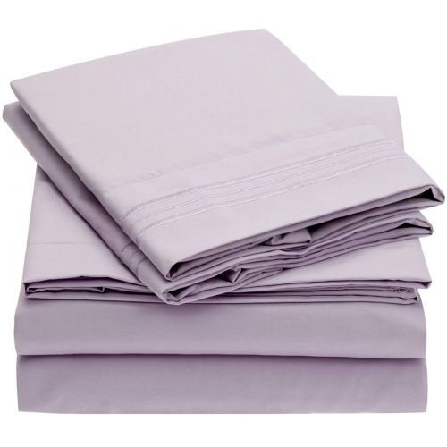  Mellanni Bed Sheet Set Brushed Microfiber 1800 Bedding - Wrinkle, Fade, Stain Resistant - Hypoallergenic - 3 Piece (Twin, Lavender)