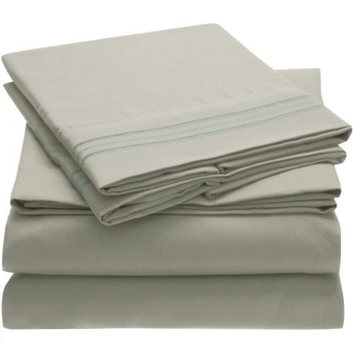  Mellanni Bed Sheet Set Brushed Microfiber 1800 Bedding - Wrinkle, Fade, Stain Resistant - Hypoallergenic - 3 Piece (Twin, Spa Mint)