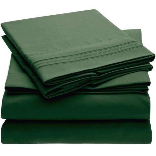  Mellanni Bed Sheet Set Brushed Microfiber 1800 Bedding - Wrinkle, Fade, Stain Resistant - Hypoallergenic - 3 Piece (Twin XL, Emerald Green)